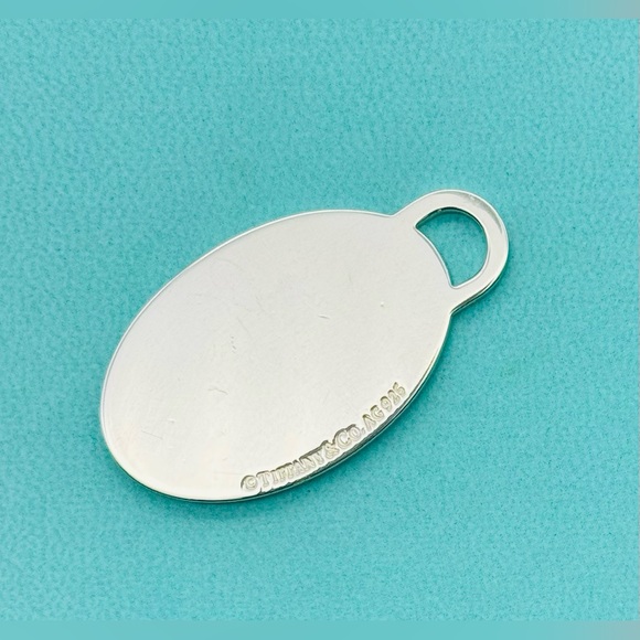 Tiffany & Co. SS Retired RTT Large Oval Blue Splash Charm EUC - Picture 3 of 5